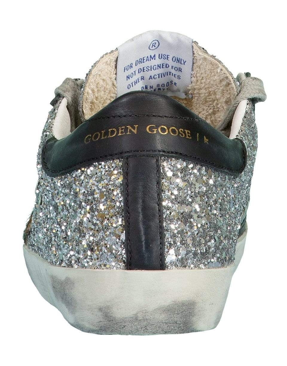 GOLDEN GOOSE-Silver and Beige Brown Superstar Glitter Upper Sneaker-