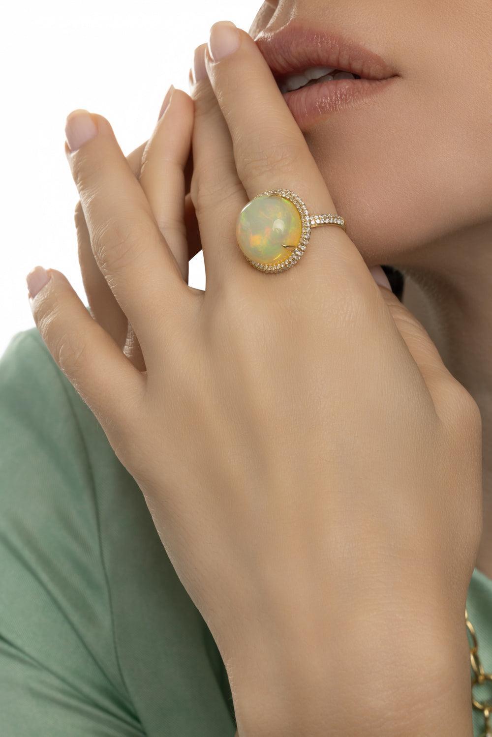 Opal G-One Tube Ring-YELLOW GOLD-6.75-JEWELRYFINE JEWELRING-GOSHWARA