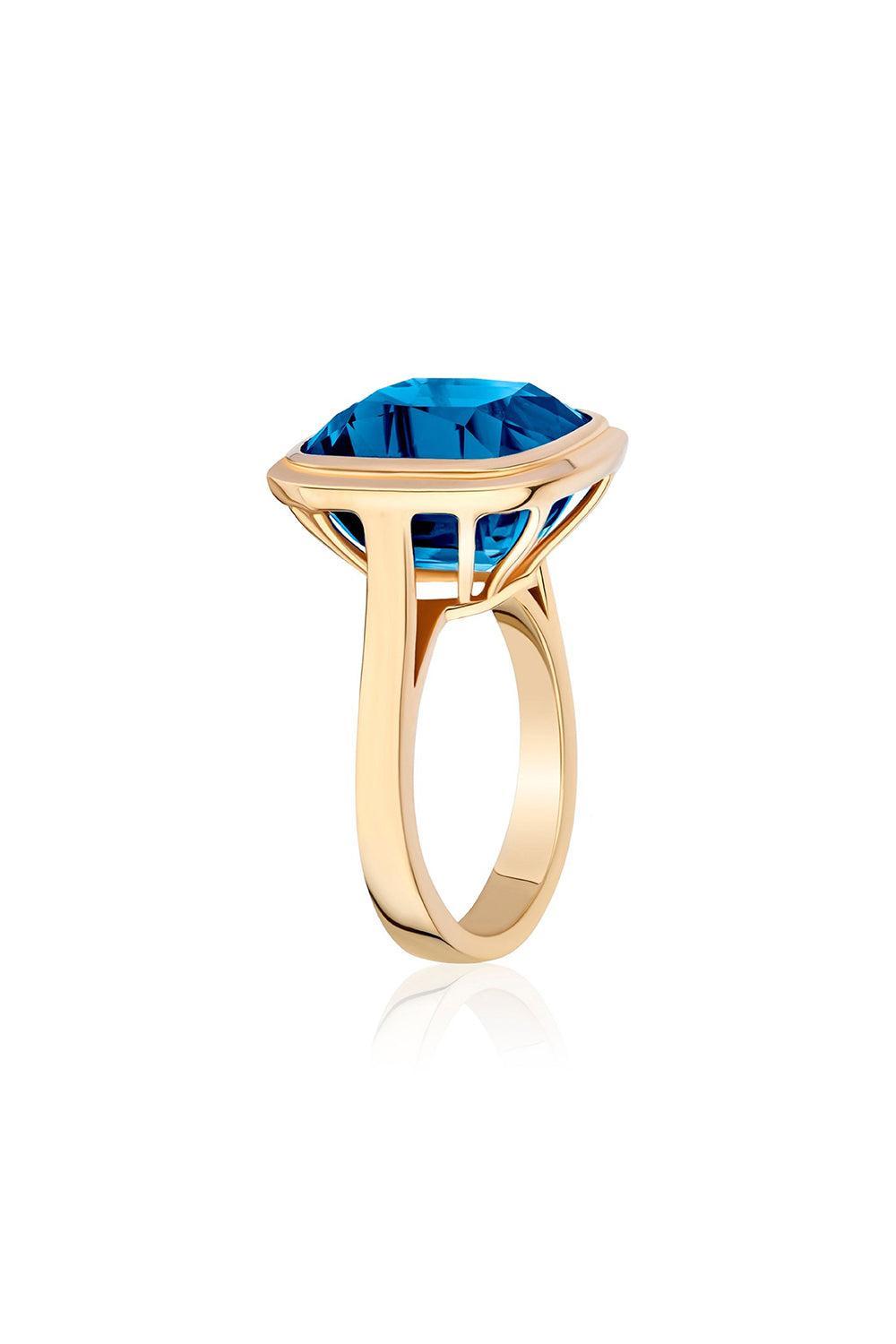 London Blue Topaz Manhattan Ring-YELLOW GOLD-7-JEWELRYFINE JEWELRING-GOSHWARA