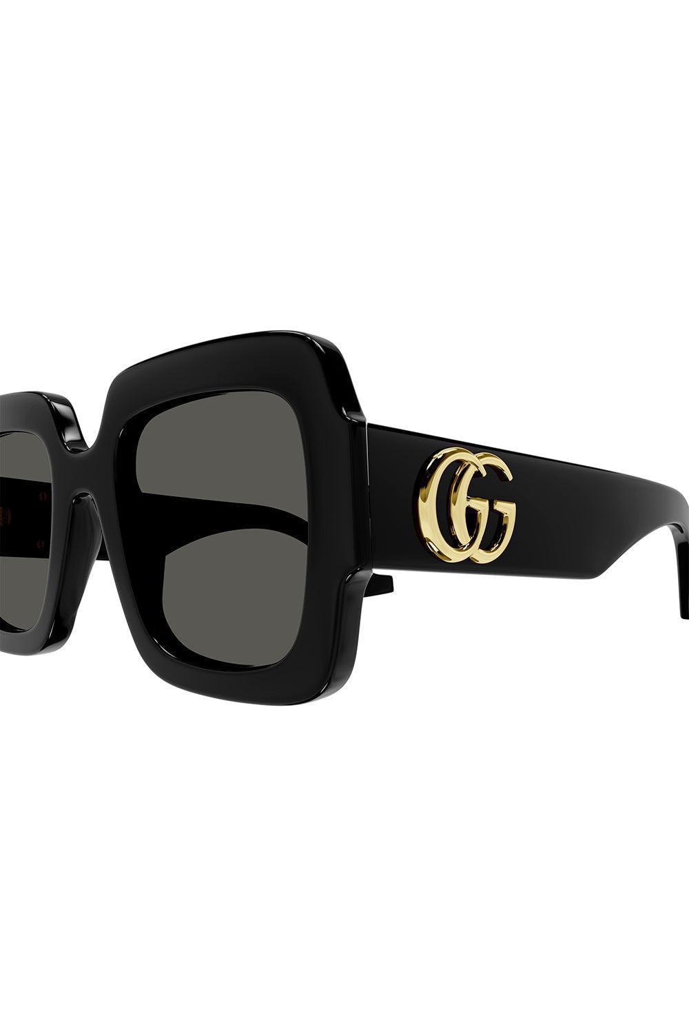 Square Frame Double G Sunglasses - Black Grey-BKBKGREY-ACCESSORIESUNGLASSES-GUCCI