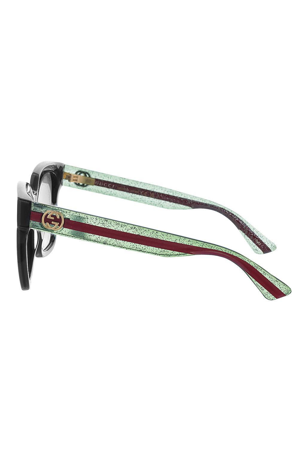 Rectangle Sunglasses-BKGRNGRY-ACCESSORIESUNGLASSES-GUCCI
