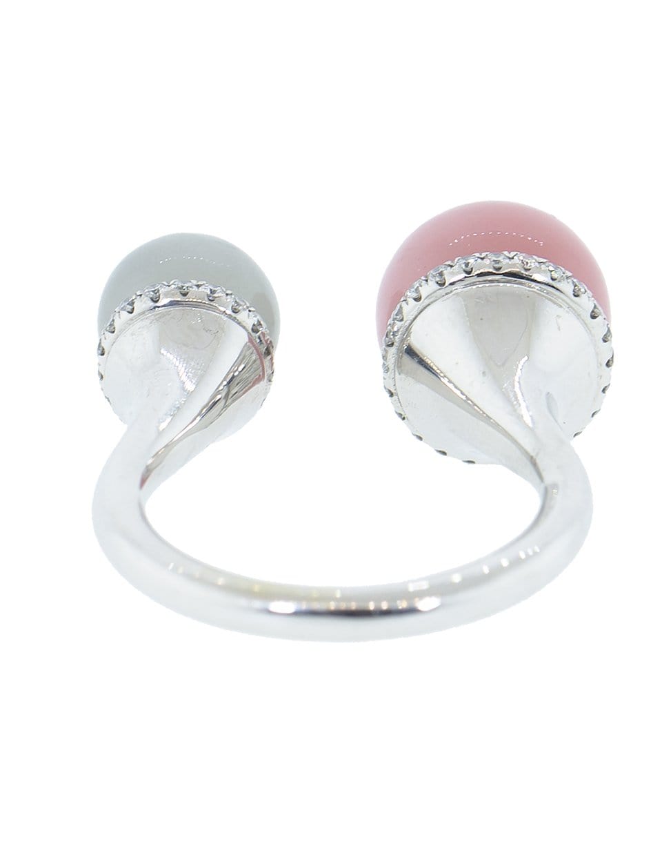 GUITA M-Double Tip Moonstone and Rhodocrosite Ring-WHITE GOLD
