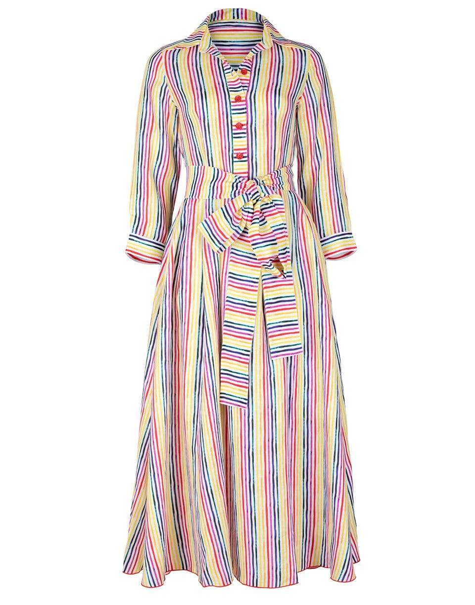 rainbow striped shirt dress Rainbow Striped Maxi Shirt Dress In MULTI-A