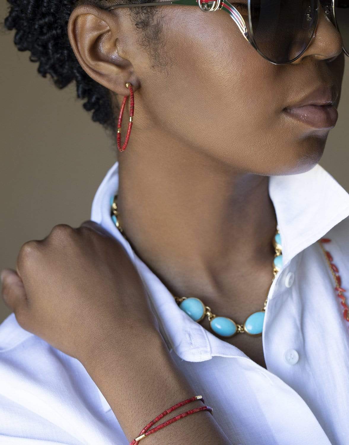 GURHAN-Jet Set Coral Spring Hoops-YELLOW GOLD