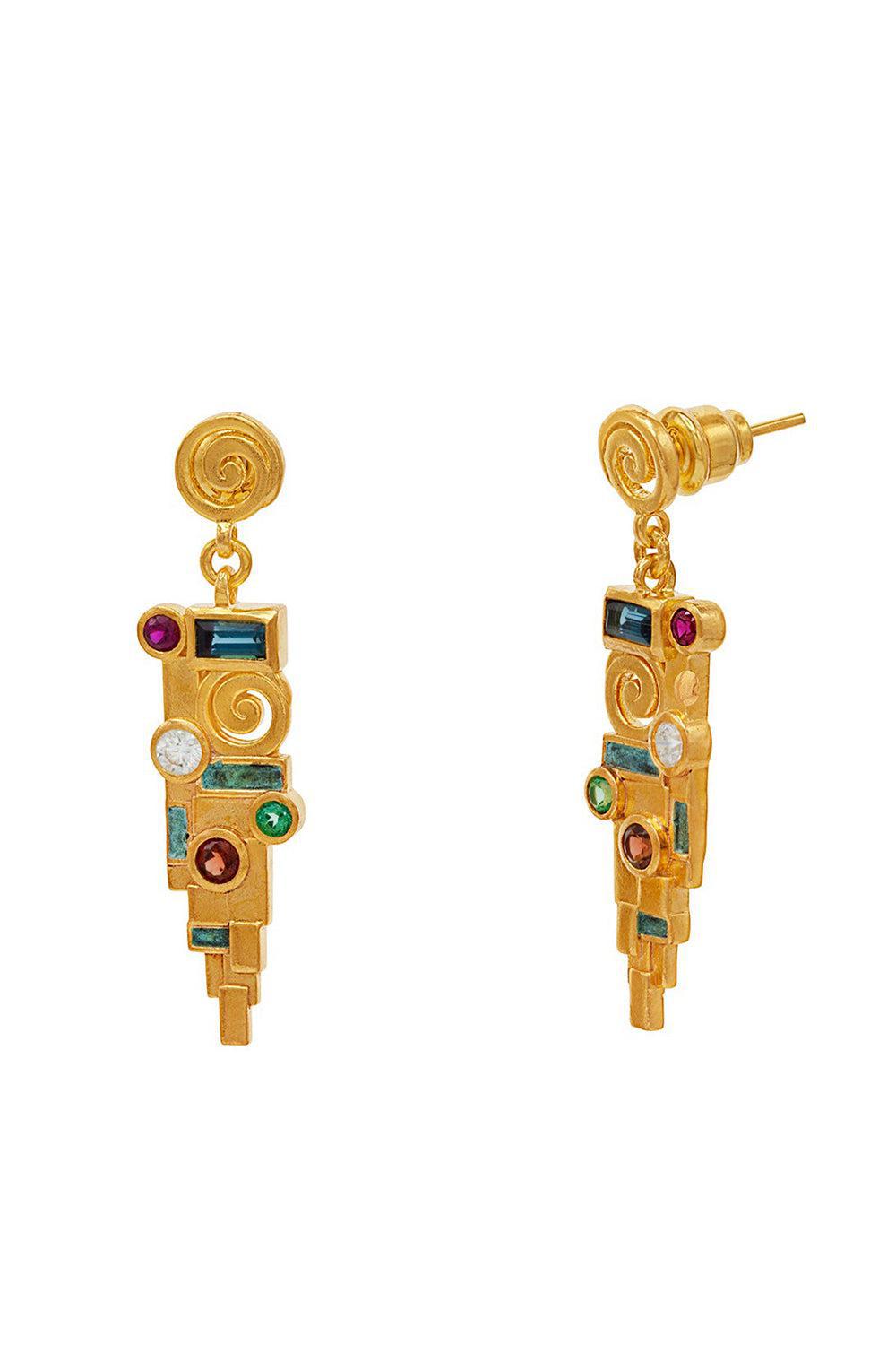 Klimt Drop Earrings-YELLOW GOLD-JEWELRYFINE JEWELEARRING-GURHAN