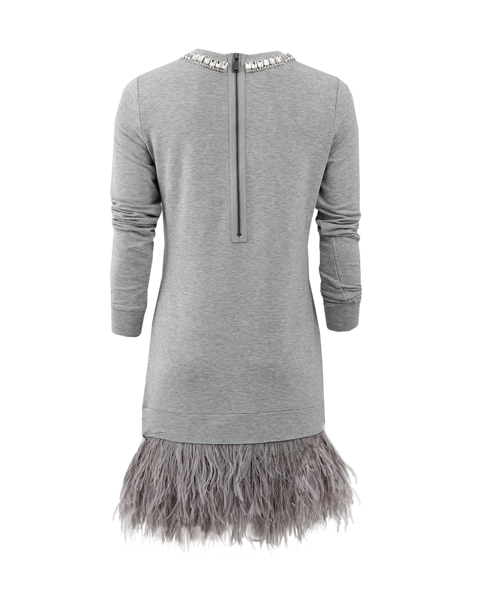 HAUTE HIPPIE-Sweatshirt Dress With Feathers-