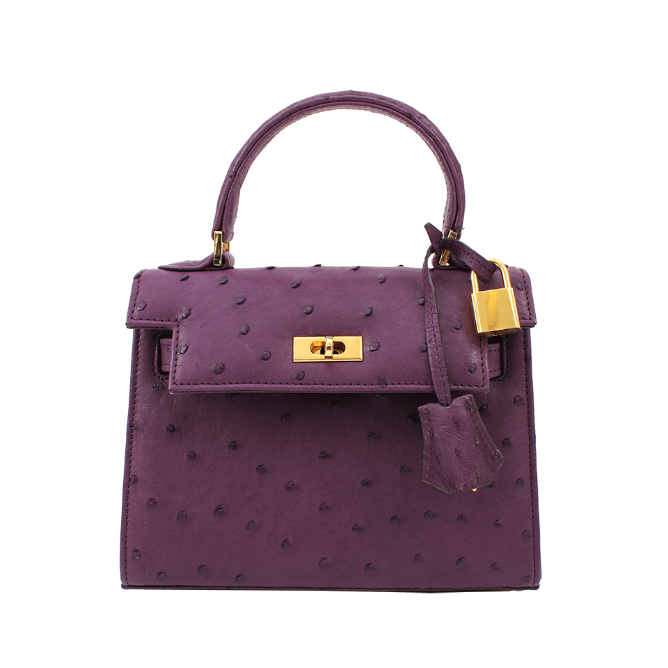 HELENE HANDBAGS-Small Ostrich Kelly Bag-PURPLE