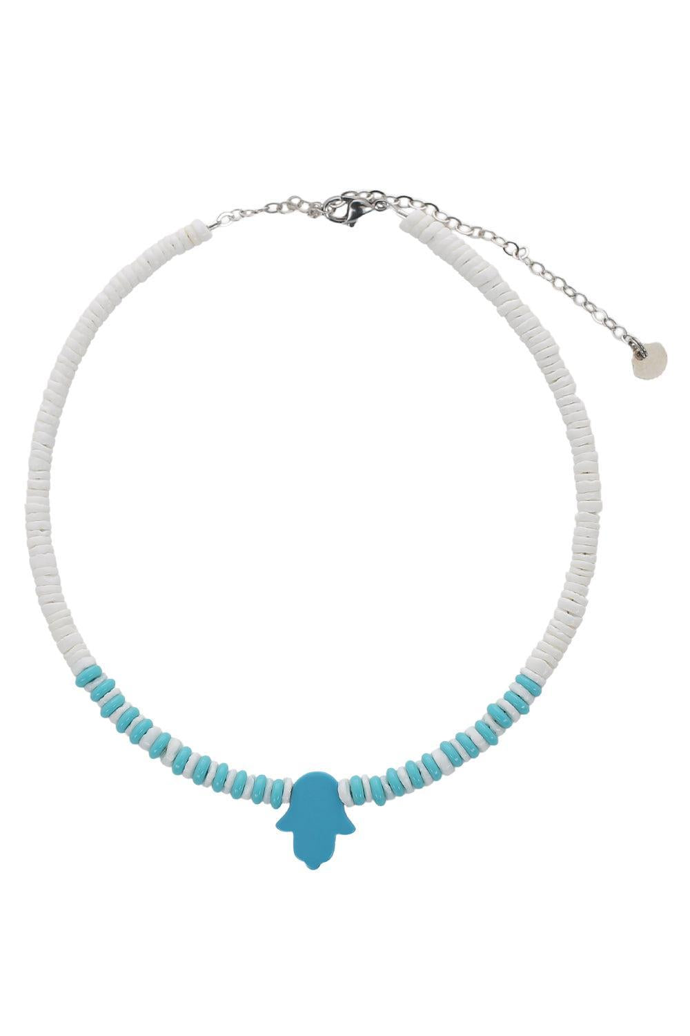 White Turquoise Beaded Hamsa Necklace HIJAS DE PUKA – Marissa