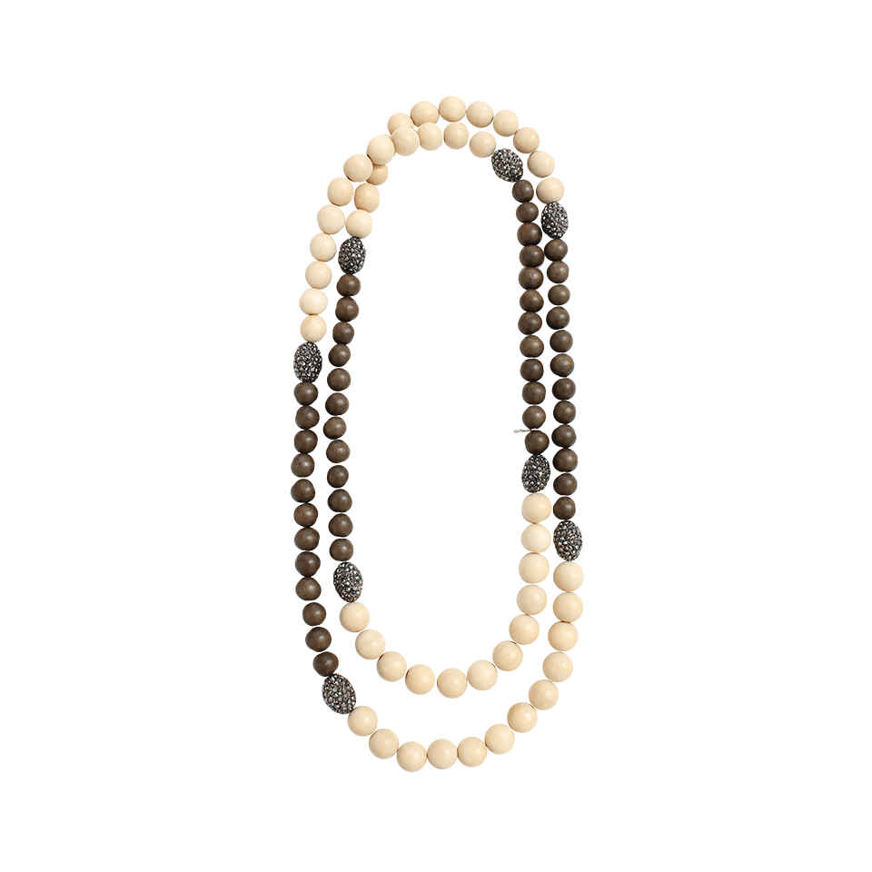 HIPCHIK-Beige Wooden Necklace-GREY