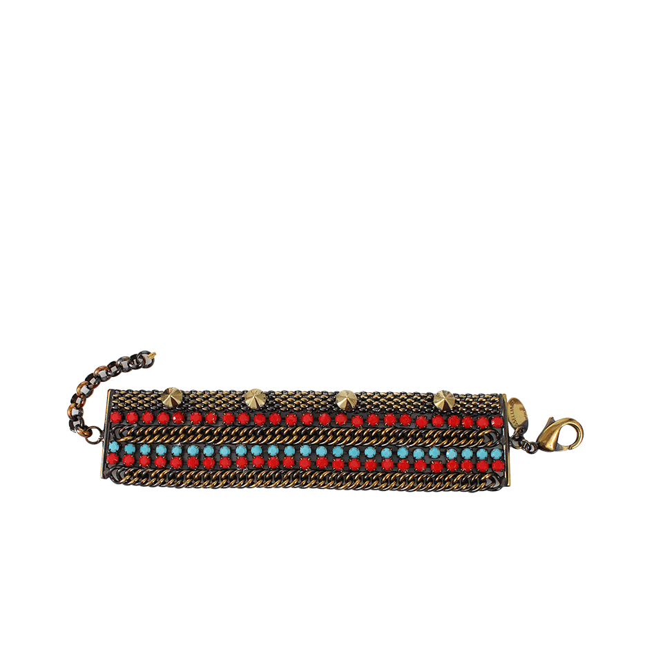 IOSSELLIANI-Studded Red And Turquoise Stone Bracelet-BRASS