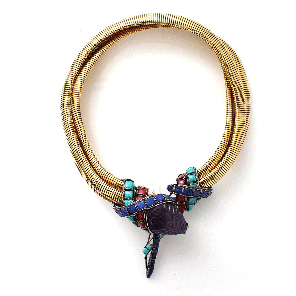 IRADJ MOINI-Multi-Chain Snake Necklace-GLD/RUBY