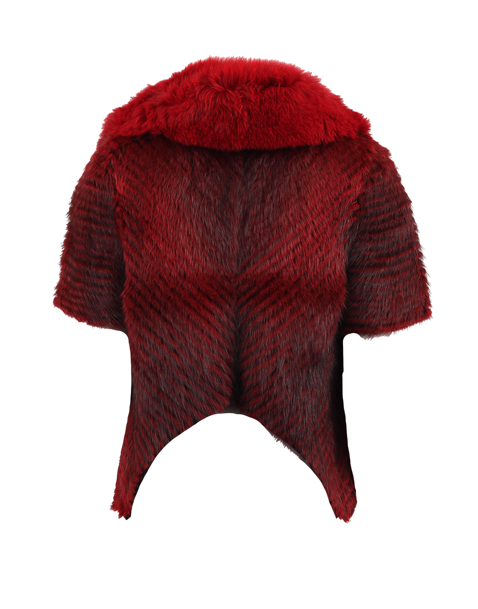 J MENDEL-Striped Fur Jacket With Fox Trim-RED