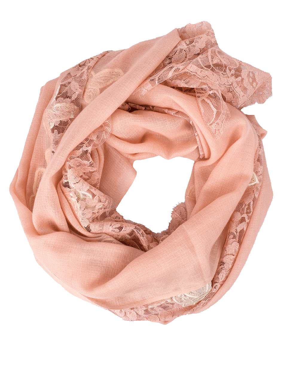 JANAVI INDIA-Lace Butterfly Edge Shawl-SALMON