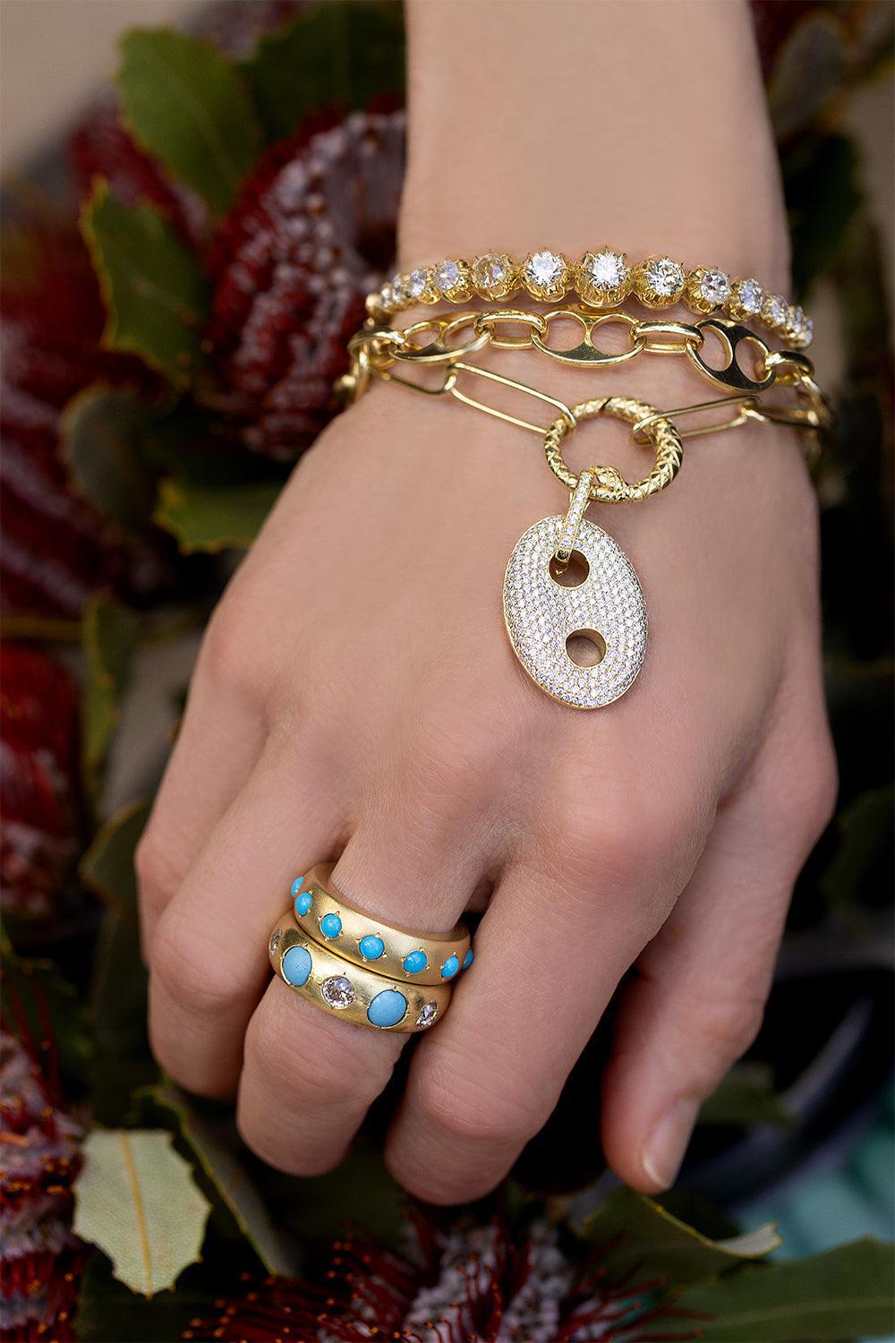 Turquoise Half Gypsy Ring-YELLOW GOLD-6.75-JEWELRYFINE JEWELRING-JENNA BLAKE