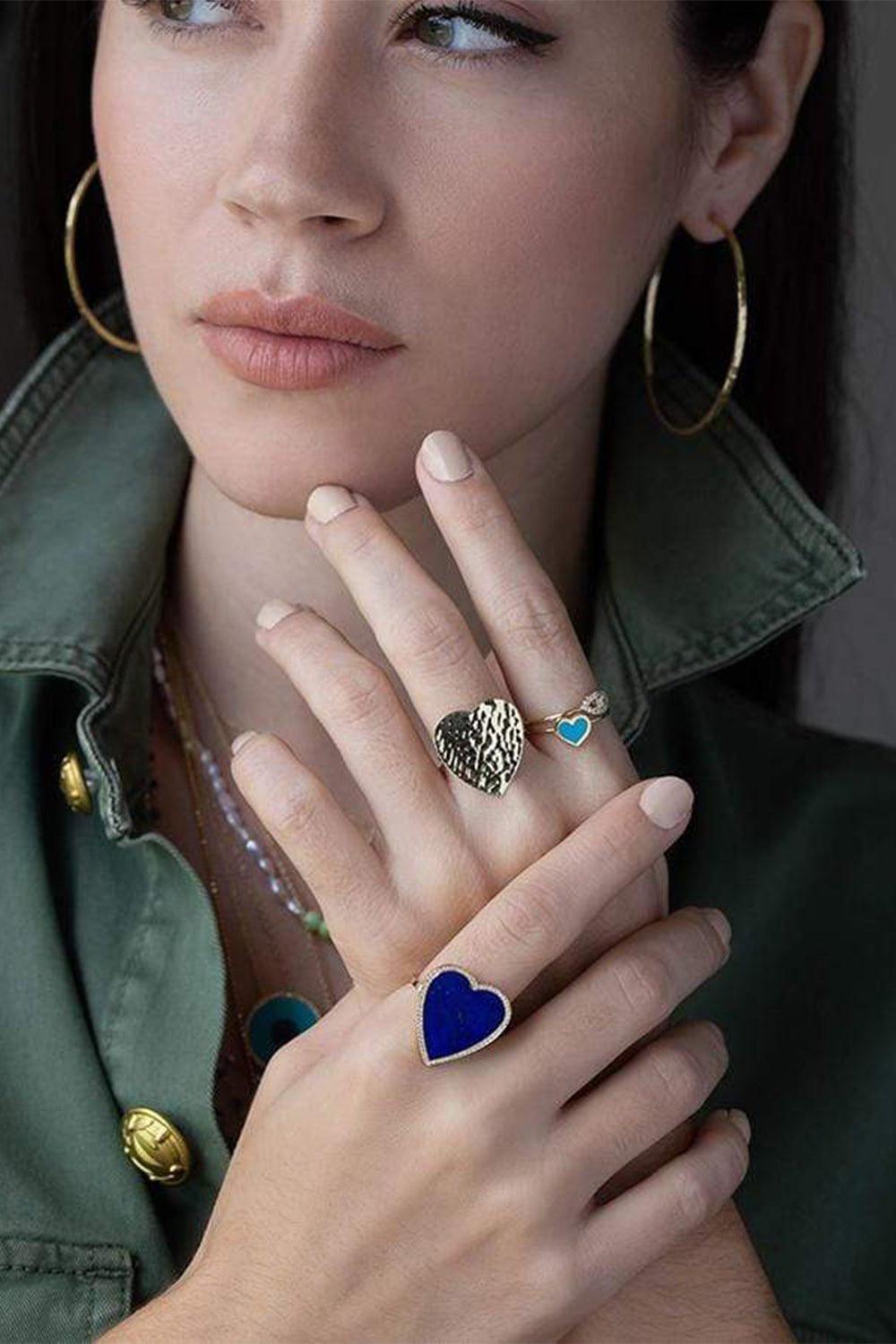 JENNIFER MEYER-Hammered Heart Ring-YELLOW GOLD