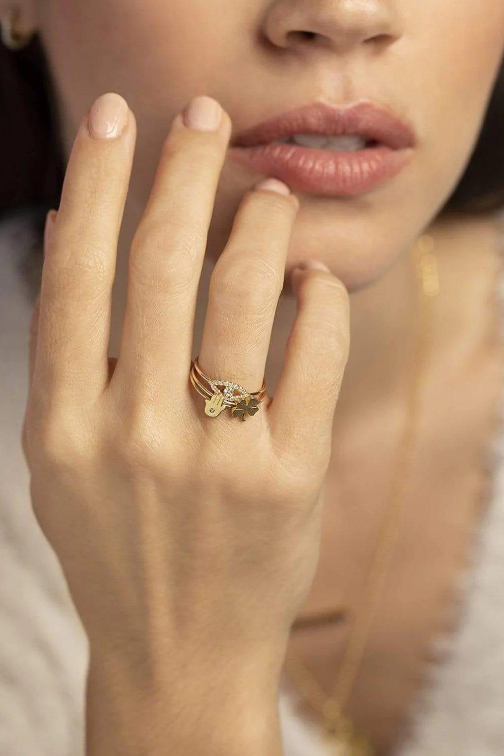 JENNIFER MEYER-Mini Hamsa Ring-YELLOW GOLD