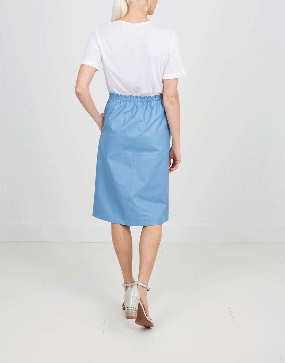 JIL SANDER-Cayena Leather Skirt-BLUE