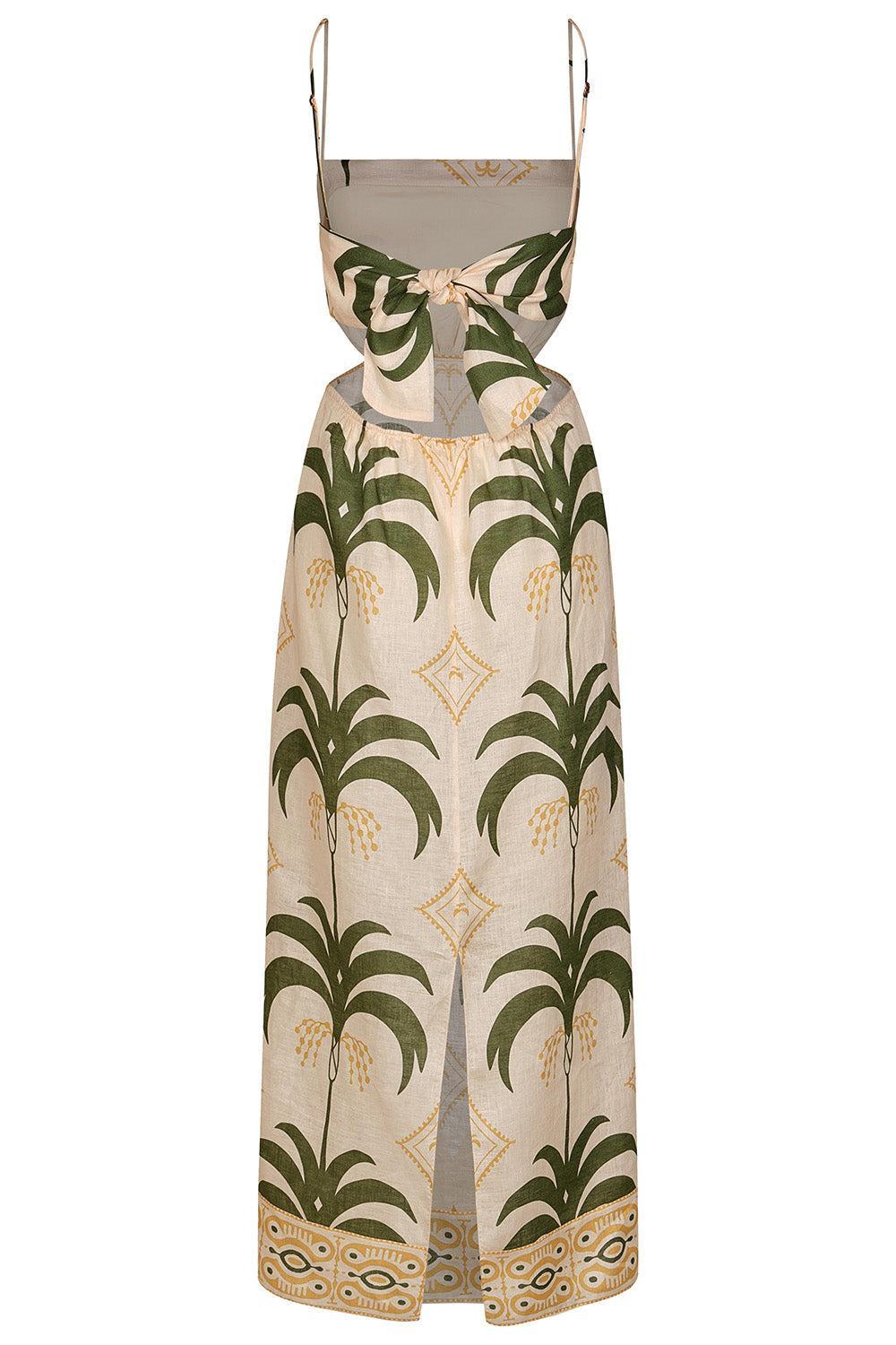 Tactile Winds Midi Dress-ECRU/GRN-0-CLOTHINGDRESSCASUAL-JOHANNA ORTIZ