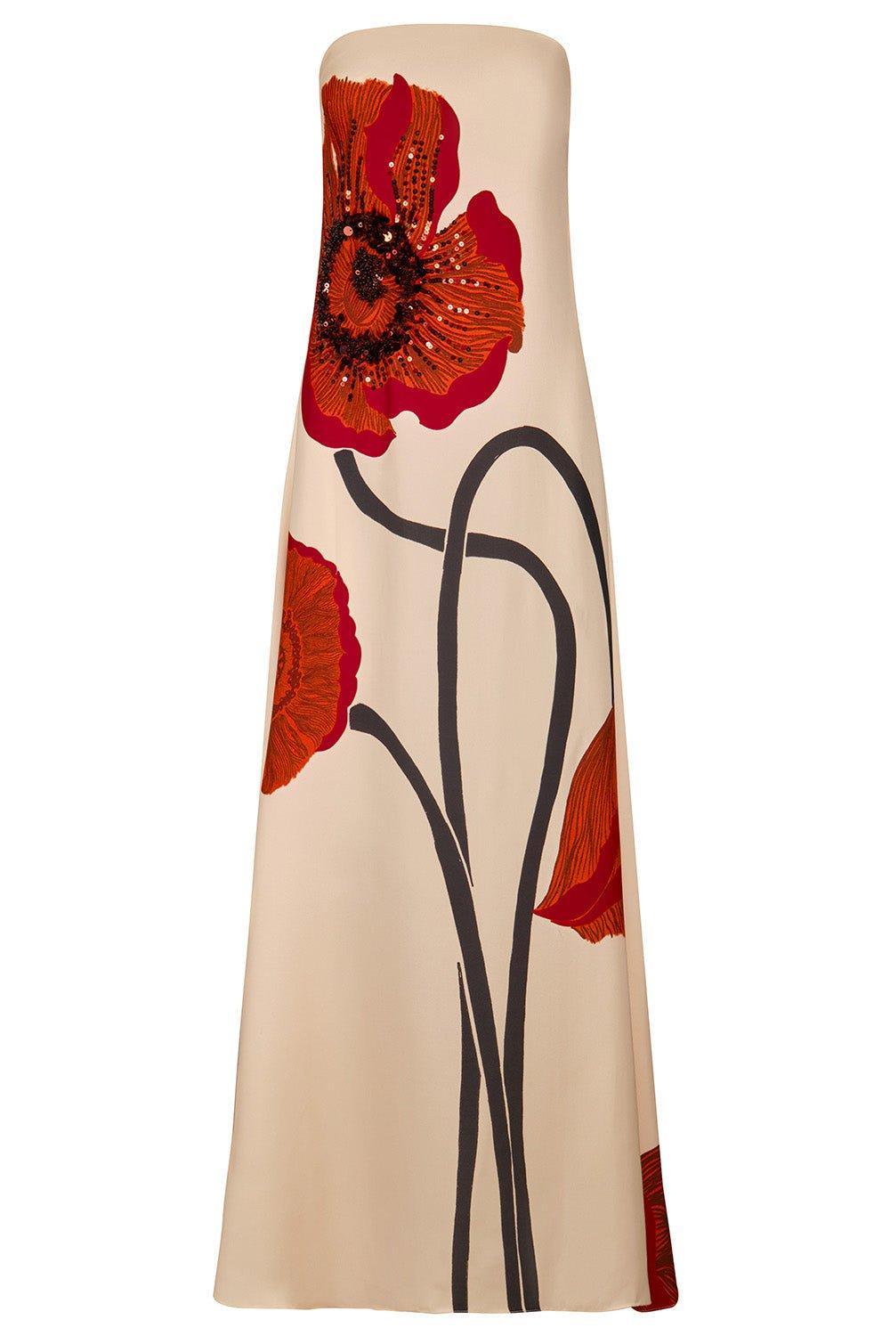 strapless open back dress Red Petals Dress