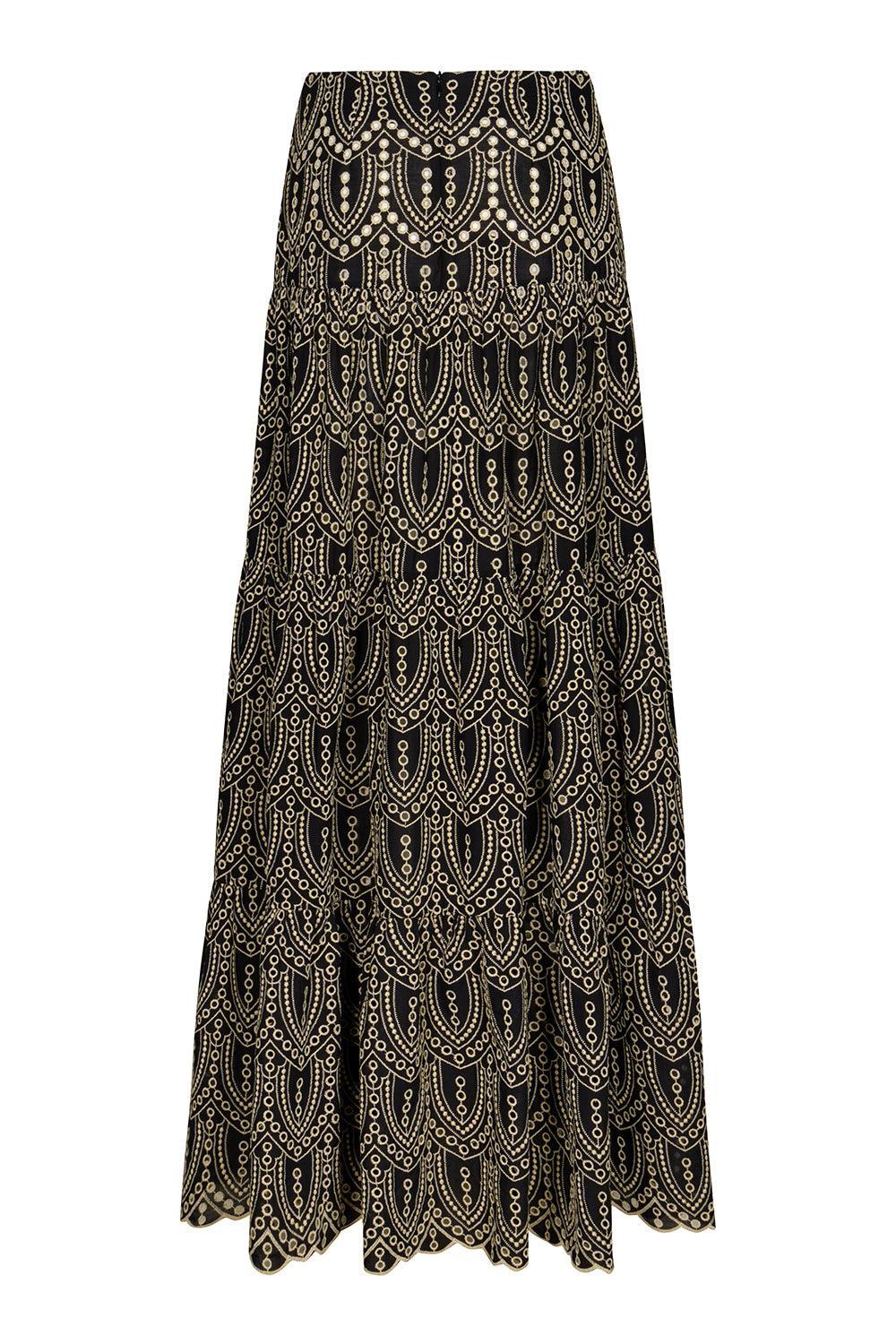 Palm Rhythym Maxi Skirt-BLACK/ECRU-4-CLOTHINGSKIRTMAXI-JOHANNA ORTIZ