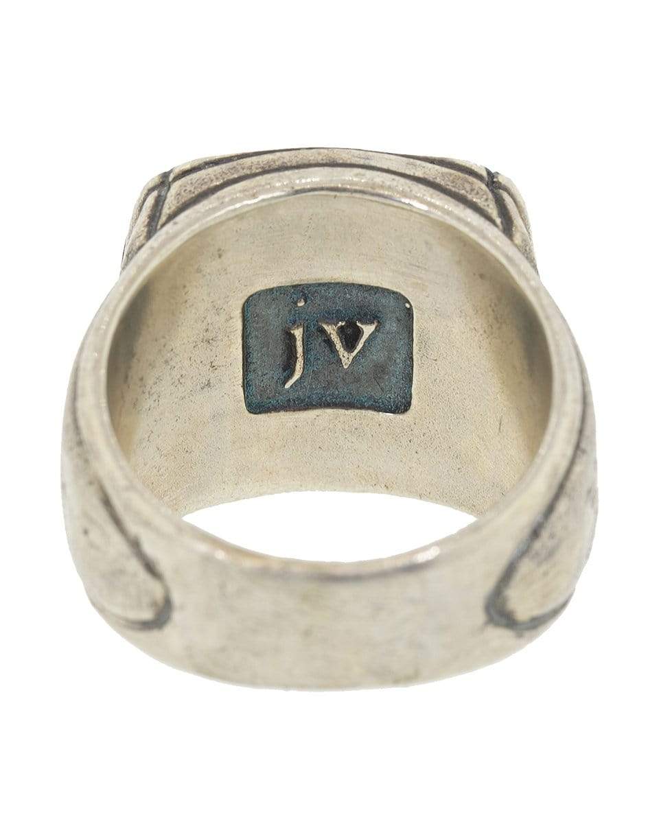 JOHN VARVATOS-Square Brown Pietersite Ring-SILVER