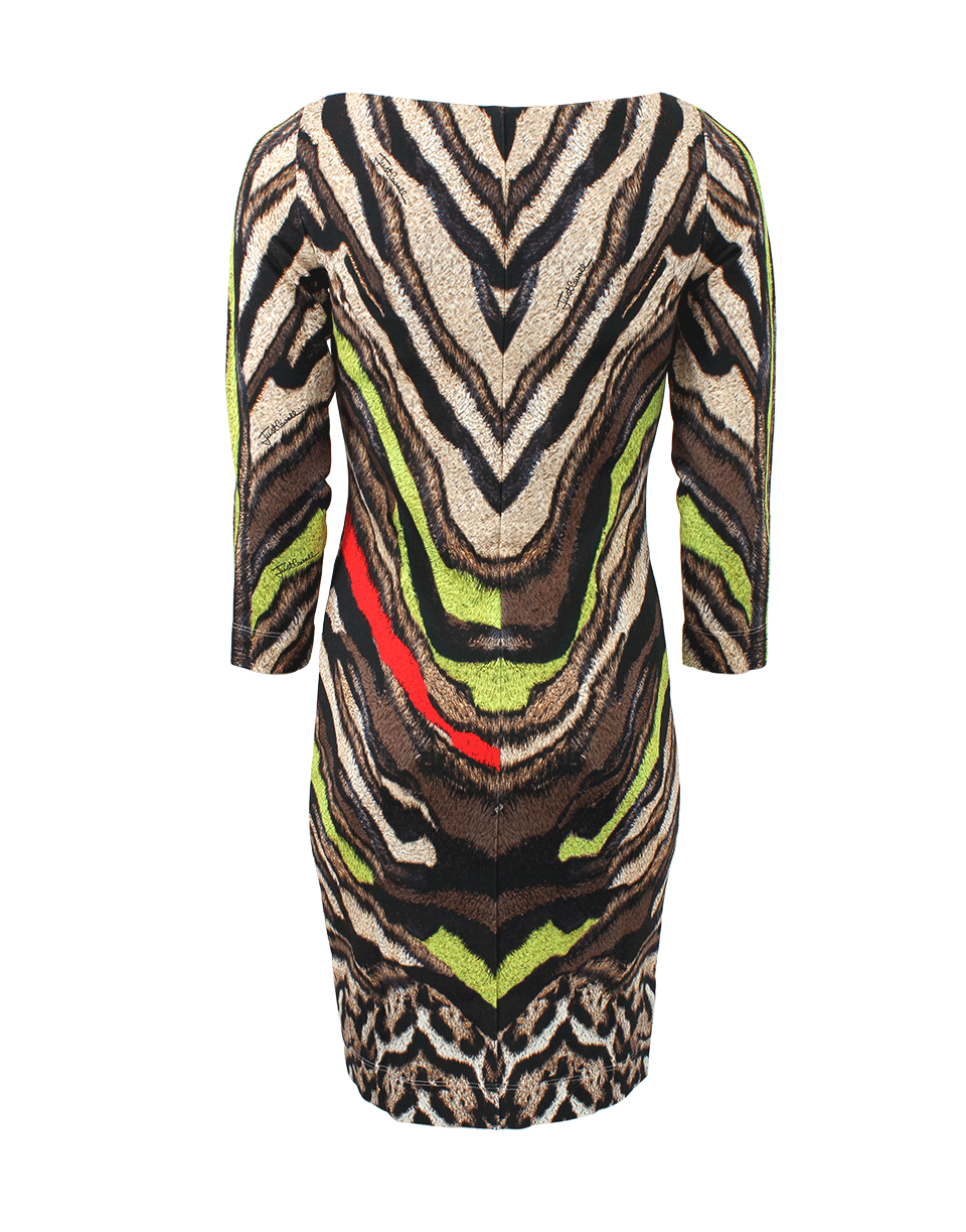 JUST CAVALLI-Fitted Tiger Print Dress-