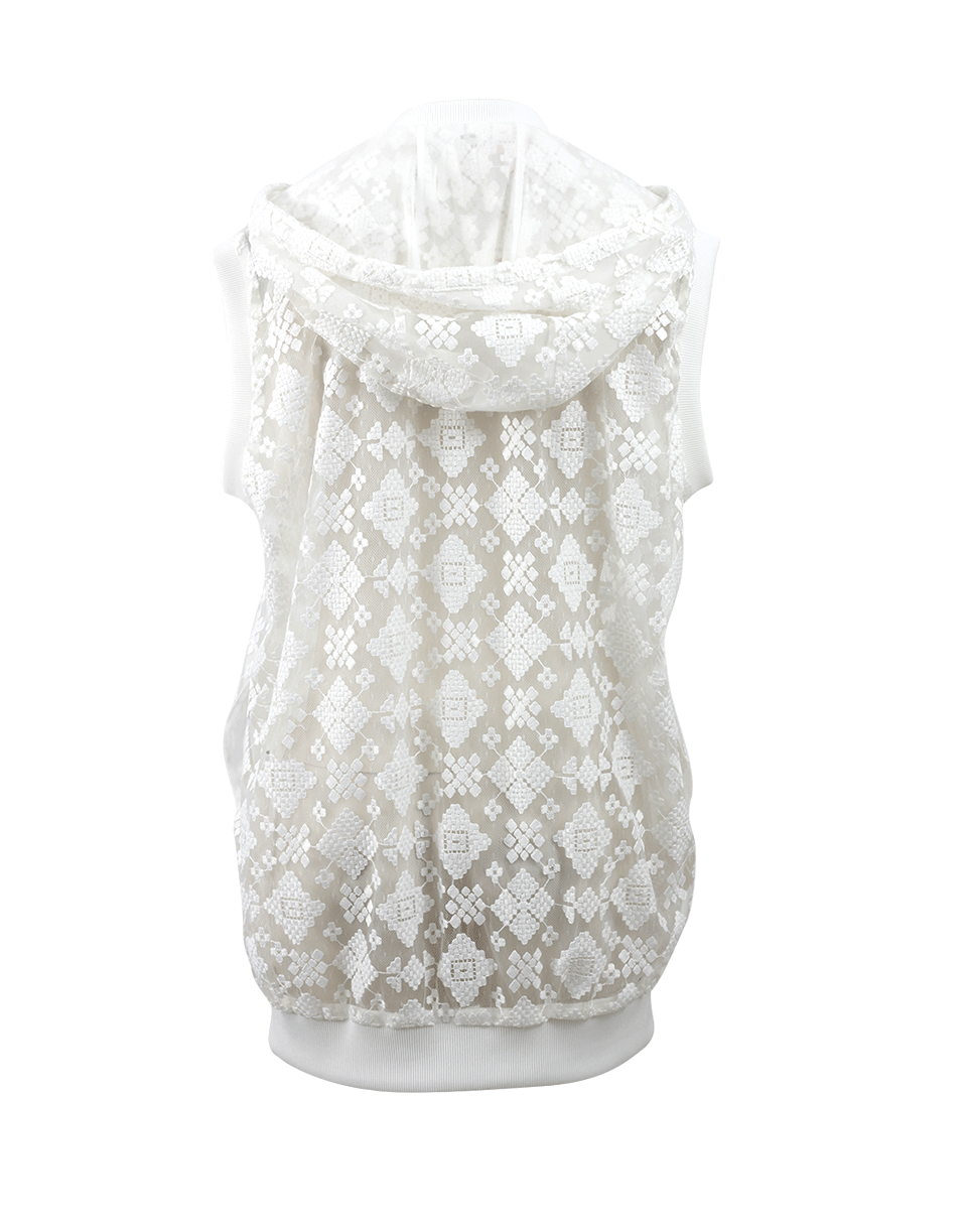 JUST CAVALLI-Tulle Hooded Zip Vest-