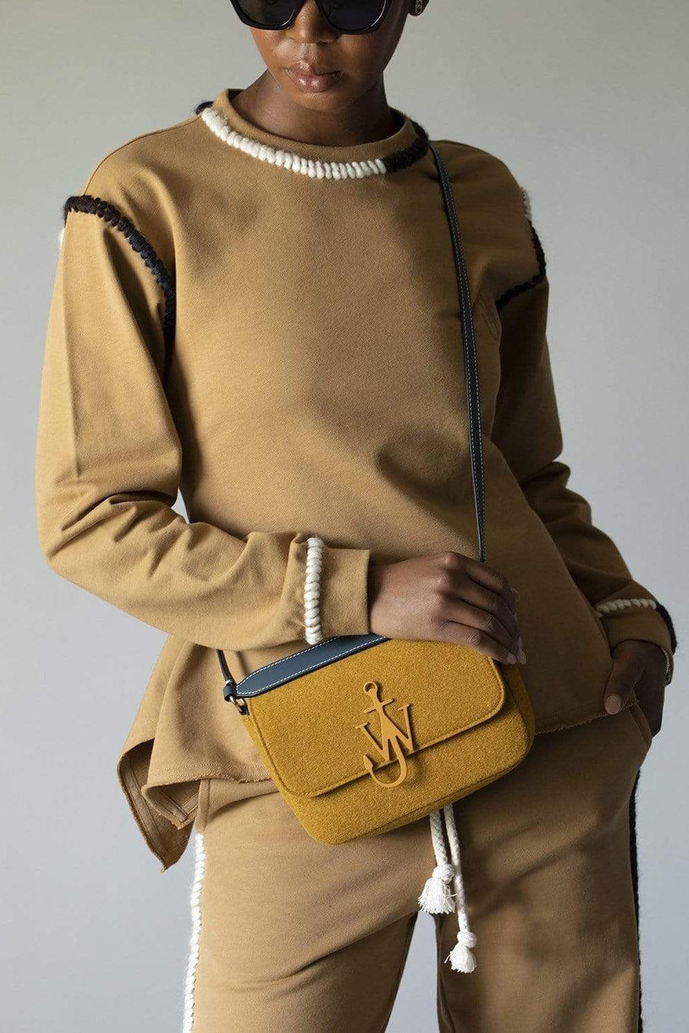 JW ANDERSON-Mustard Midi Shoulder Anchor Bag-MUSTARD