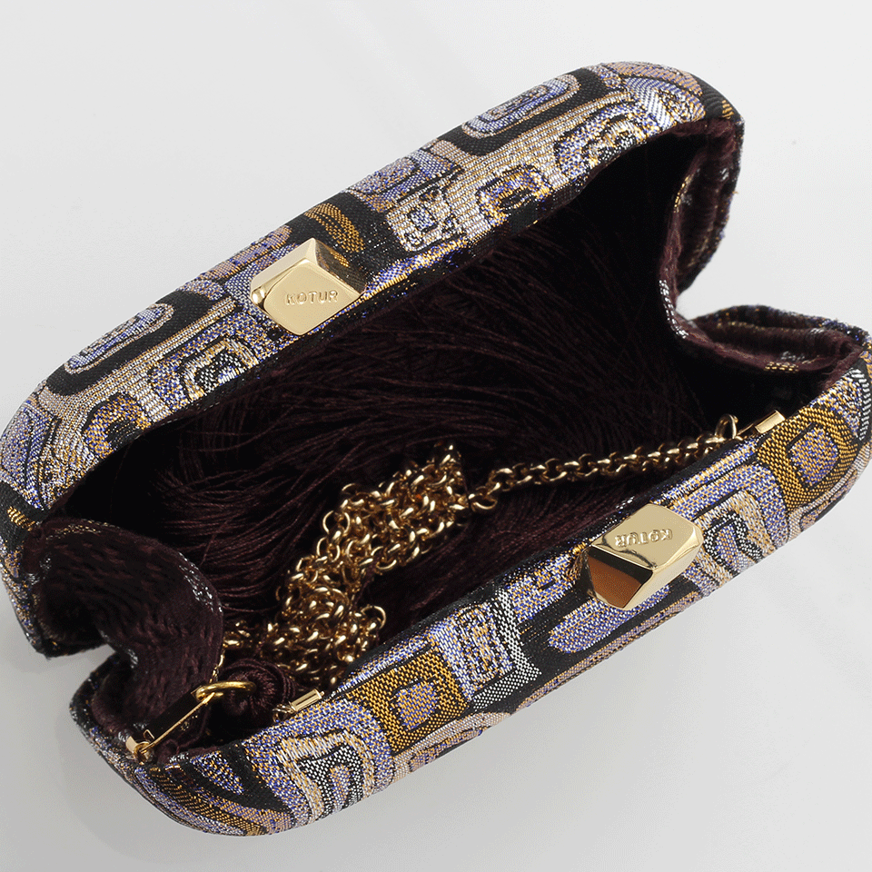 KOTUR-Margo Brocade Clutch-PURP/BLK