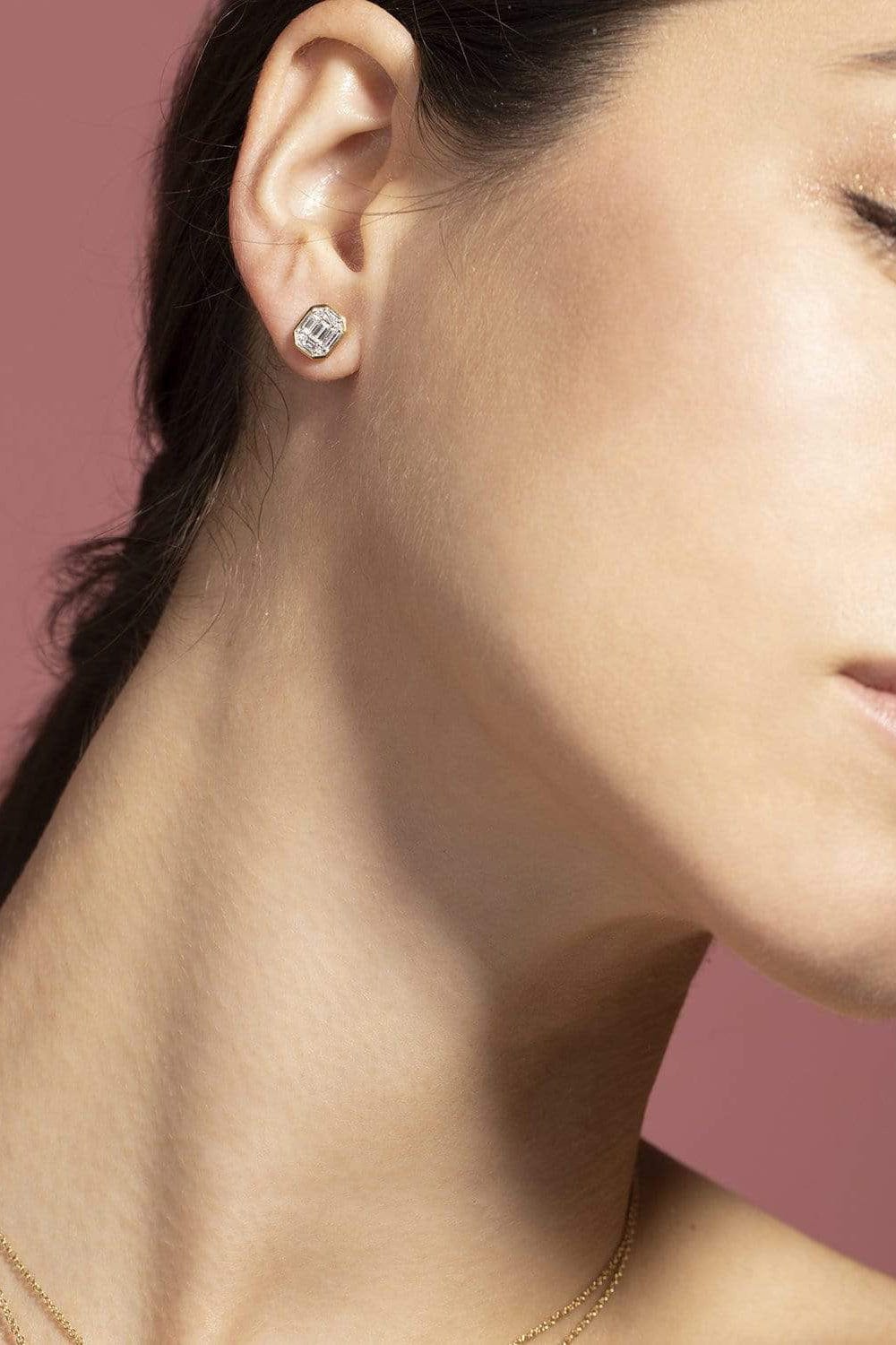 KWIAT-Sunburst Diamond Baguette Stud Earrings-YELLOW GOLD