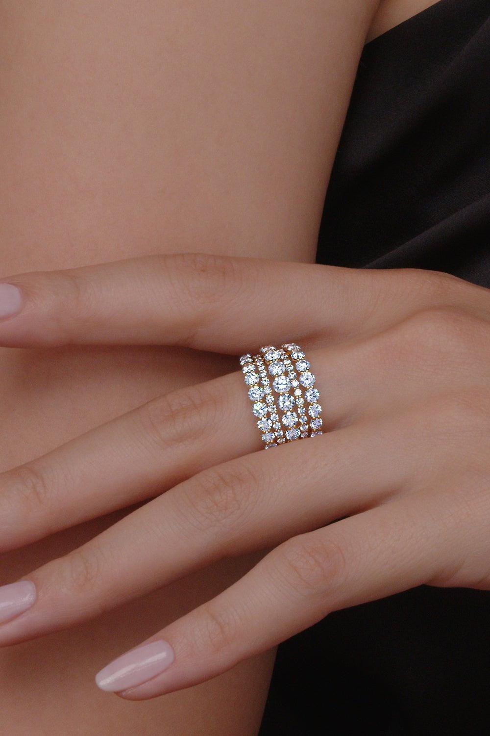 KWIAT-Lyric 5 Row Diamond Ring-YELLOW GOLD