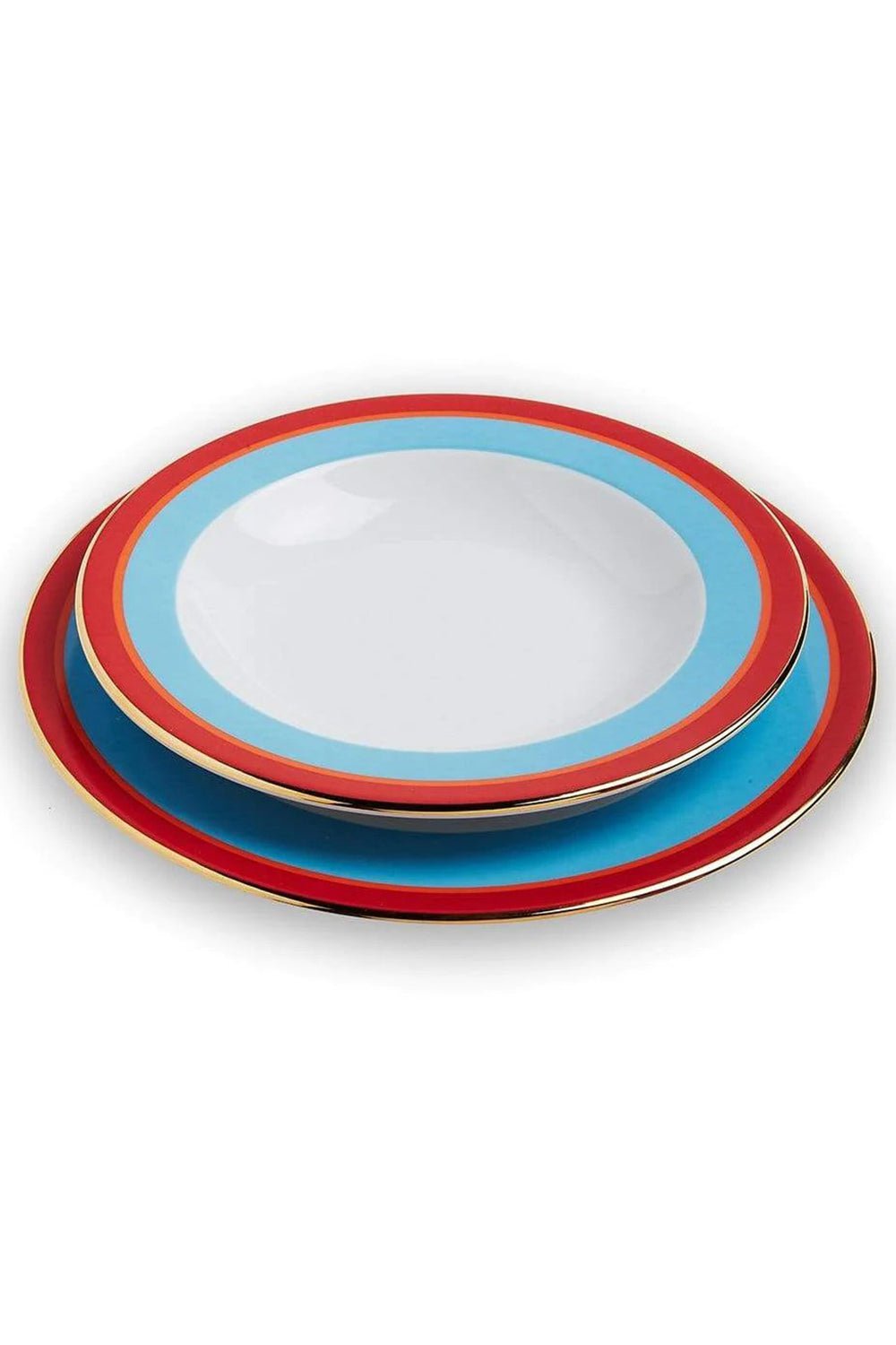 LA DOUBLEJ-Soup and Dinner Plates Set Of 2 - Rainbow Azzurro-AZZURRO