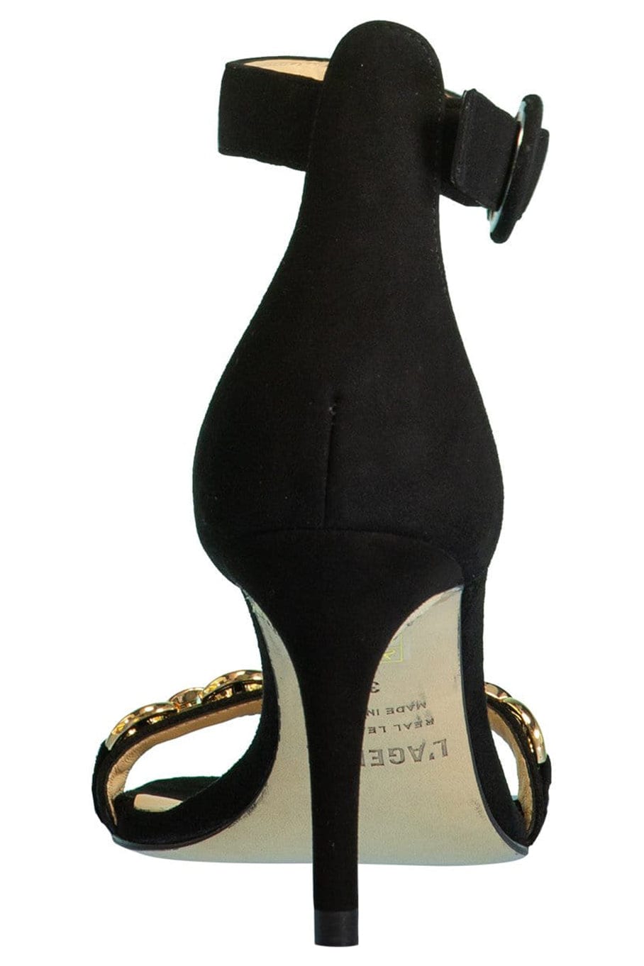 L'AGENCE-Suede Heeled Bridget Sandal - Black-