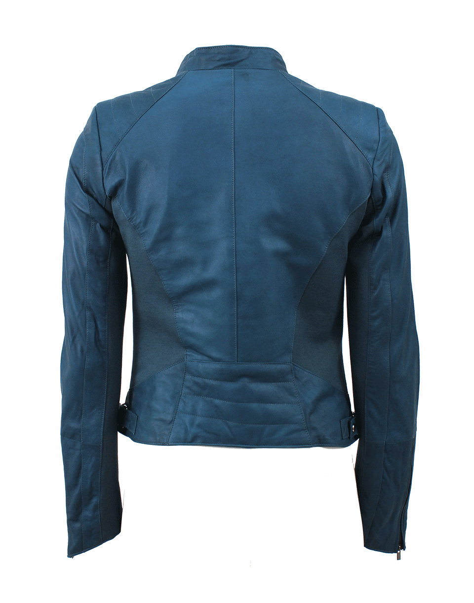 LAMARQUE-Mix Media Biker Leather Jacket-