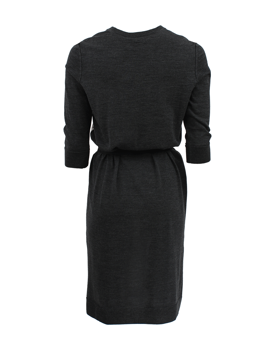 LANVIN-Long Sleeve Silk Front T-Shirt Dress-