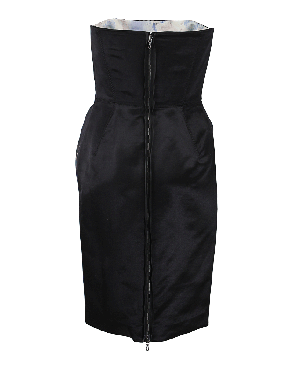 LANVIN-Strapless Empire Waist Printed Dress-