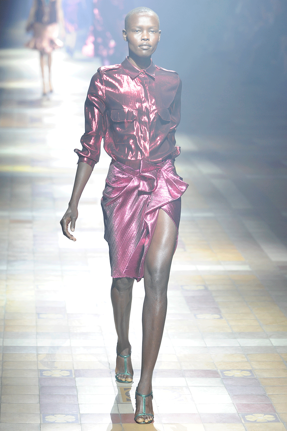 LANVIN-Lame Wrap Skirt With Bow-
