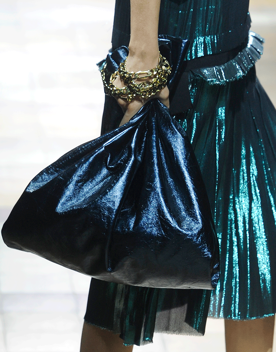 LANVIN-Crinkle Lambskin Tote With Chain-NITEBLUE