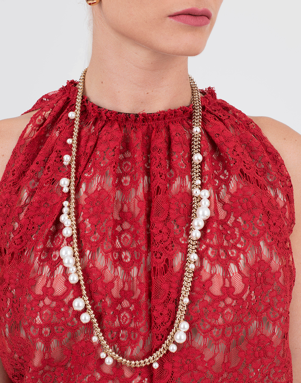 LANVIN-Long Pearl Necklace-WHITE