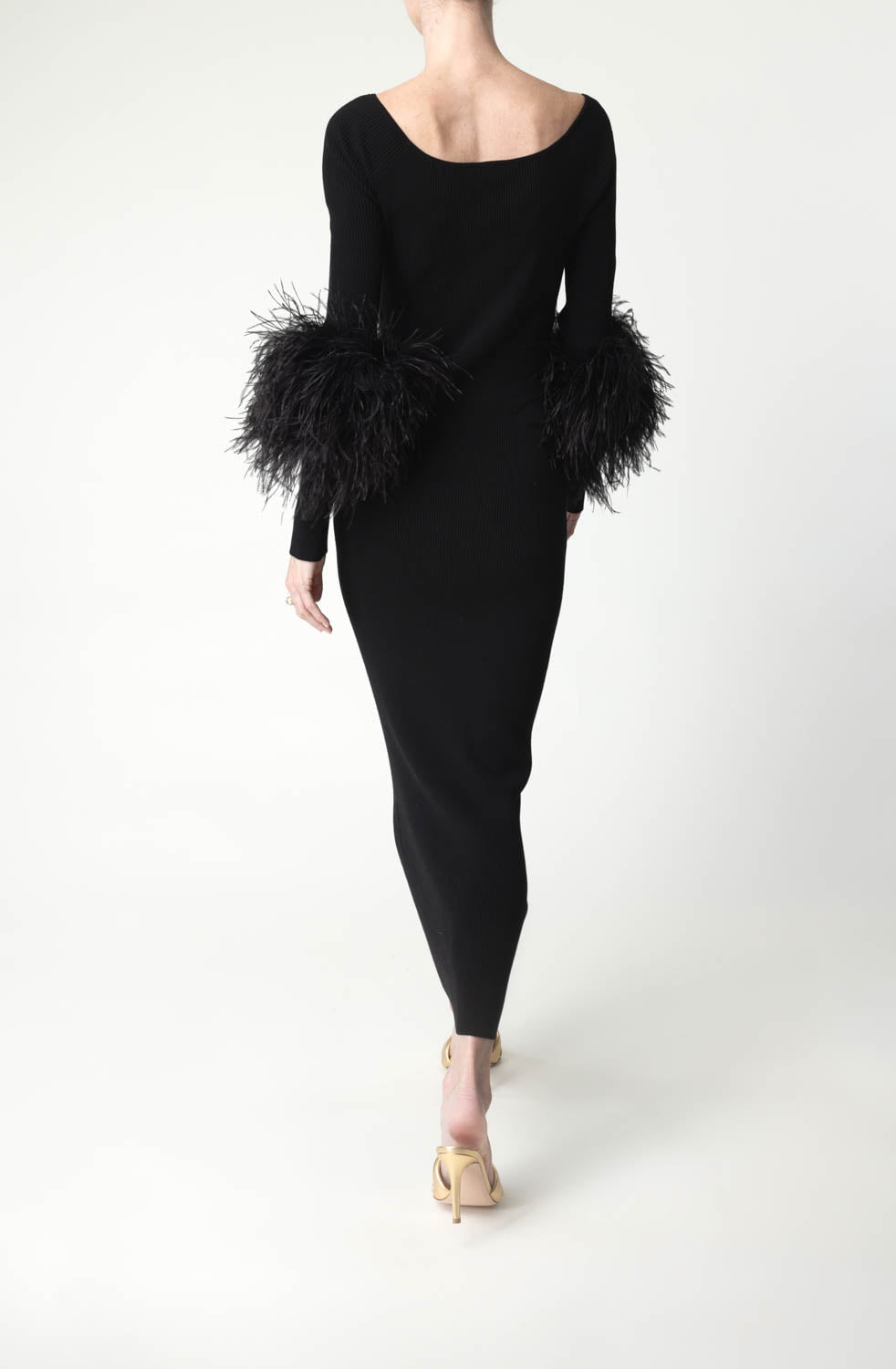 LAPOINTE-Cut Out Feather Dress-