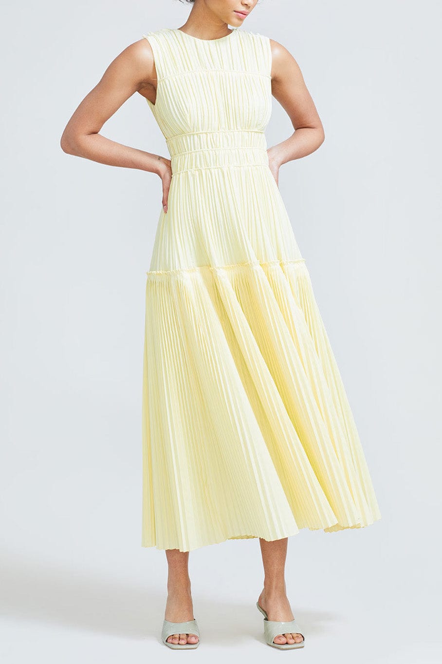 LELA ROSE-Pleated Midi Dress-