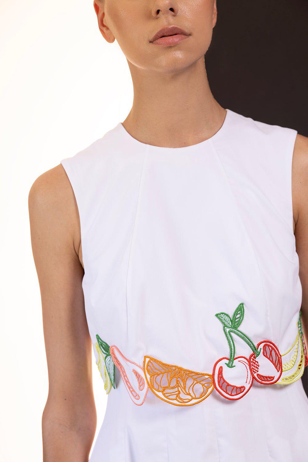 LELA ROSE-Fruit Embroidered Dress-