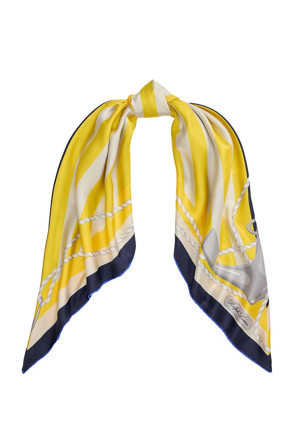 N*a様 ネイビー イエロー ralph lauren リネン シルク Striped Nautical Square Scarf | RALPH LAUREN – Marissa Collections
