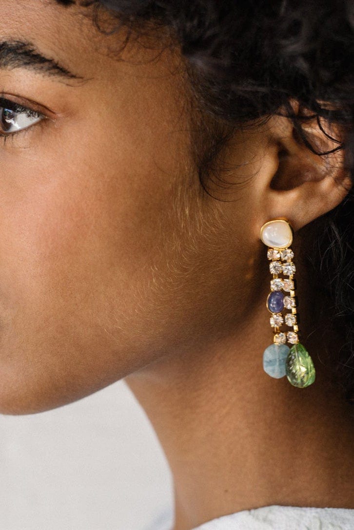 LIZZIE FORTUNATO-Crystal Orchid Earrings-MULTI