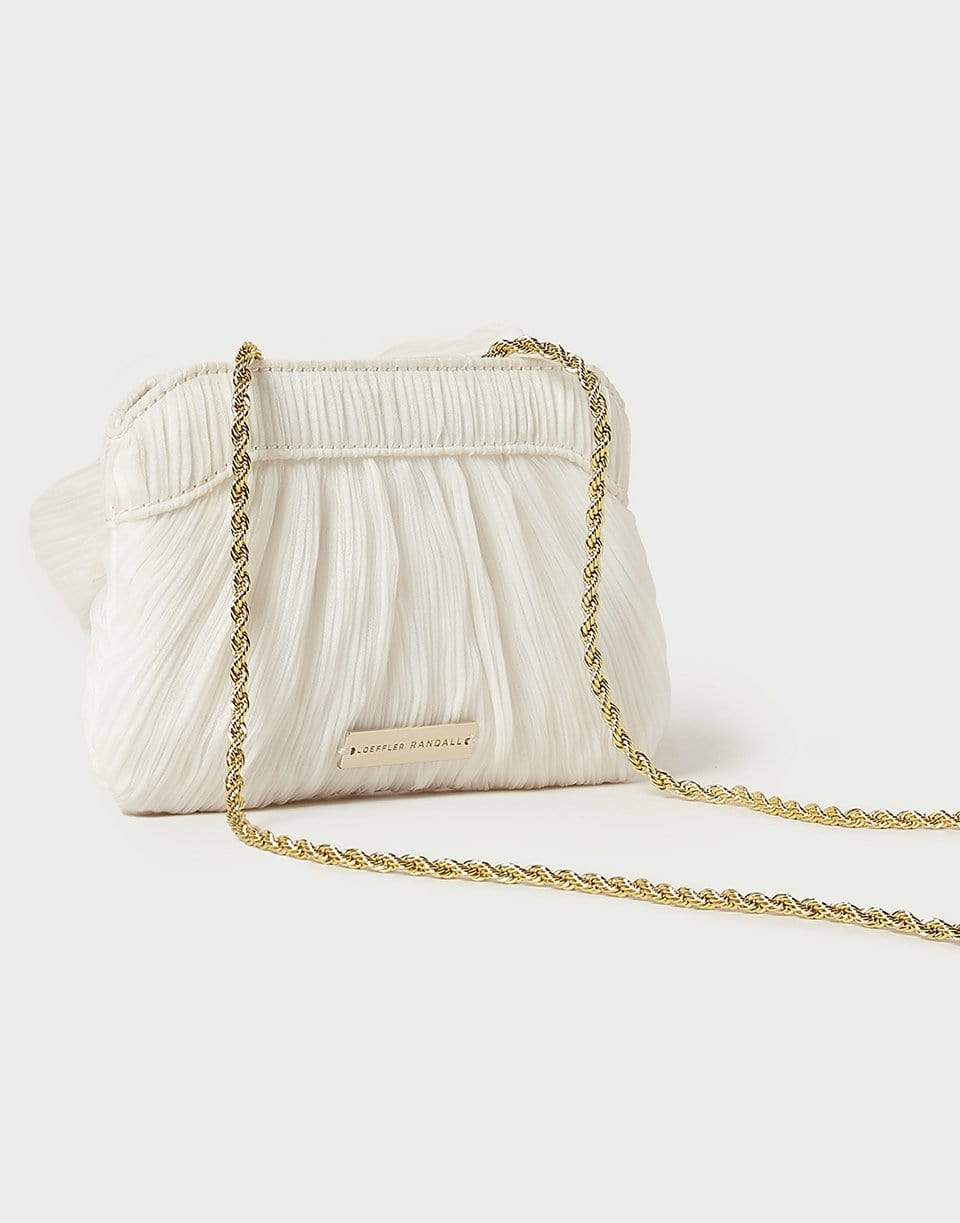 LOEFFLER RANDALL-Mini Pleated Frame Clutch With Bow-PEARL
