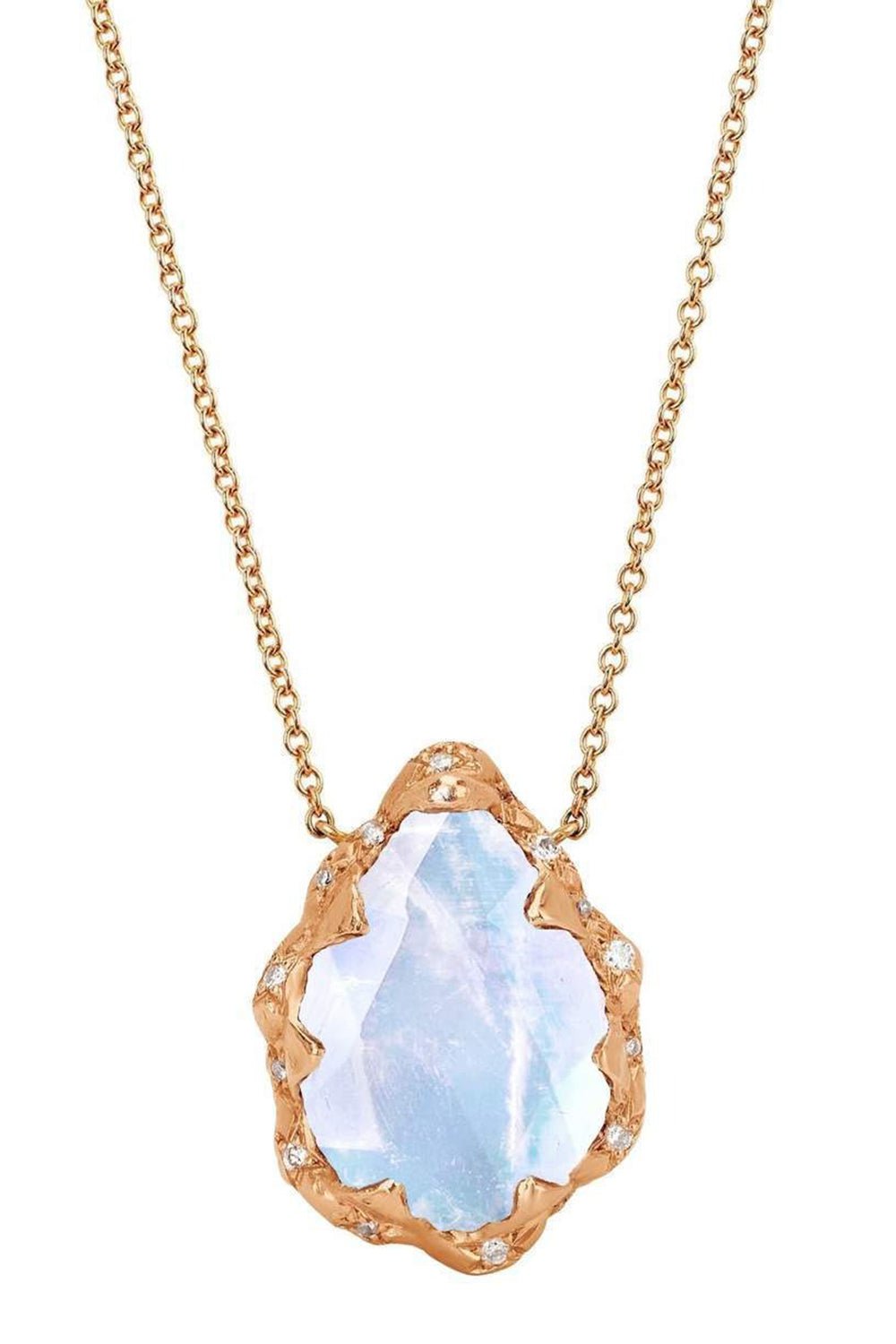 LOGAN HOLLOWELL-Queen Water Drop Moonstone Necklace with Sprinkled Diamonds-