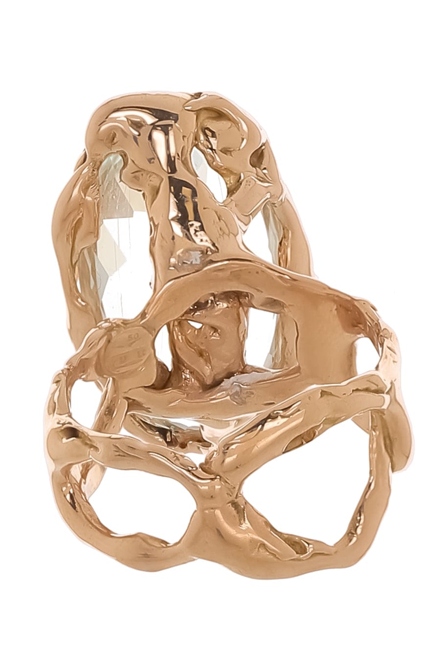 LUCIFER VIR HONESTUS-Aquamarine Reticolo Ring-ROSE GOLD