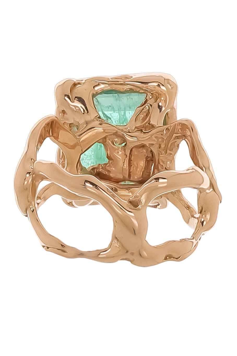 LUCIFER VIR HONESTUS-Emerald Reticolo Ring-ROSE GOLD