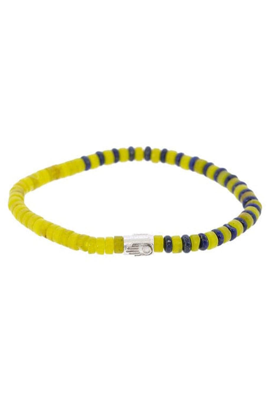 LUIS MORAIS-Lapis and Yellow Glass Bead Braclet-SILVER