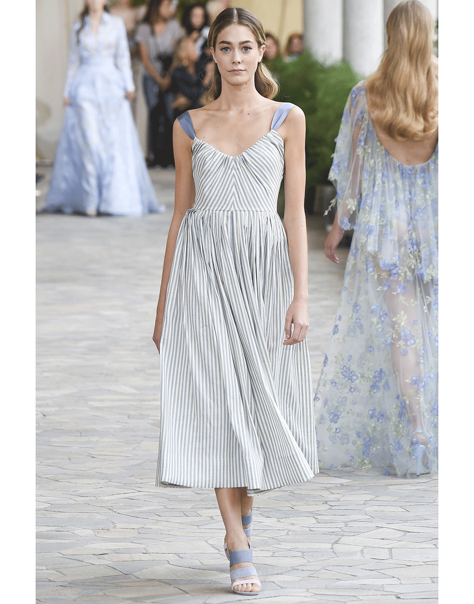 LUISA BECCARIA-Ribbon Straps Midi Dress-